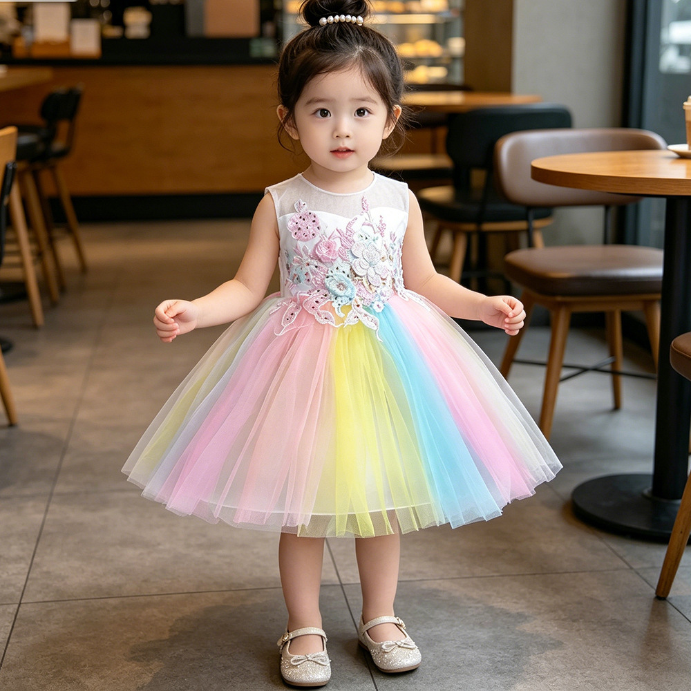 Summer girls wedding dress hot colorful children's evening dress flower girl dress wedding dress foreign trade clothing