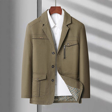 2025秋季新款男装中老年商务休闲爸爸装夹克衫耐磨男士西装领夹克