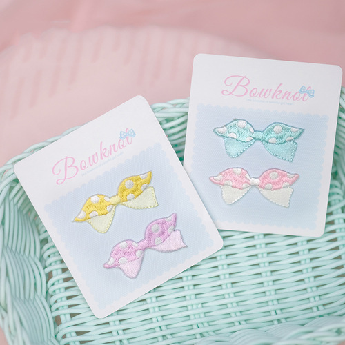 Various types of bows, cute cartoon embroidery, self-adhesive stickers, donut bag decoration, mobile phone DIY wholesale
