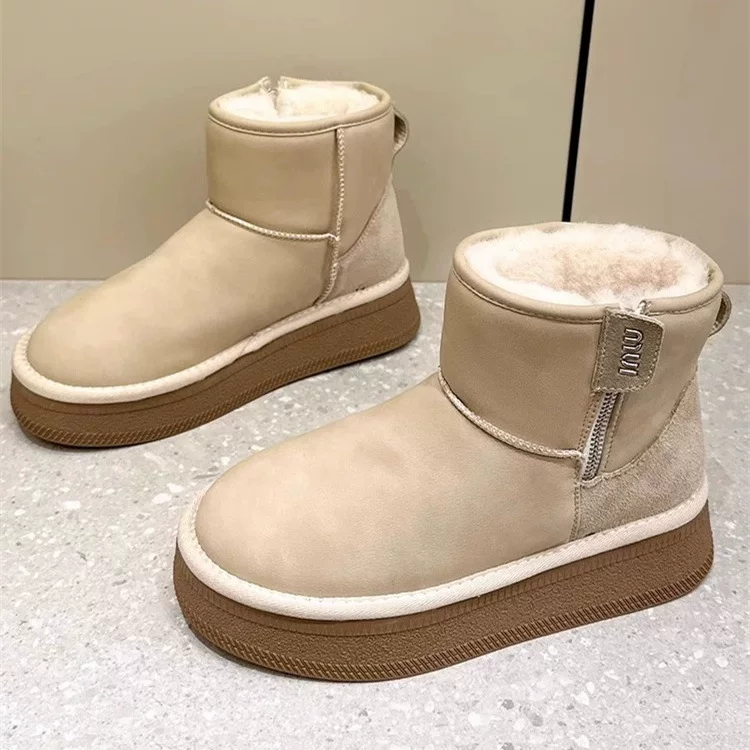Winter warm low boots with zipper