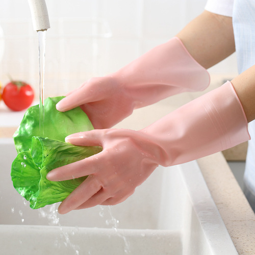 Wholesale household dishwashing gloves PVC household household dishwashing gloves waterproof and stain-proof household gloves in bags