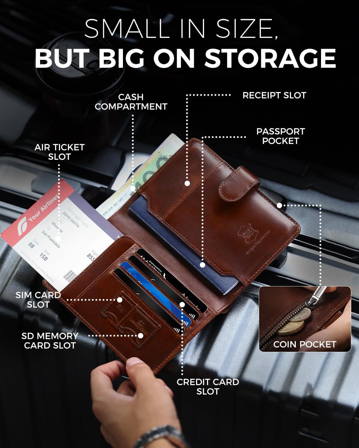Wholesale Magnetic Snap RFID Blocking Passport Holder Multi-Function Multi-Card Slot Travel Organizer Document Pouch