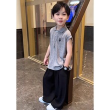 男童套装夏装2025新款儿童帅气时髦薄款无袖t恤男孩夏季POLO衫潮T