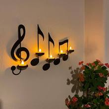 欧式音符左键蜡烛台挂墙烛光晚餐婚庆铁艺烛台家居客厅装饰壁挂