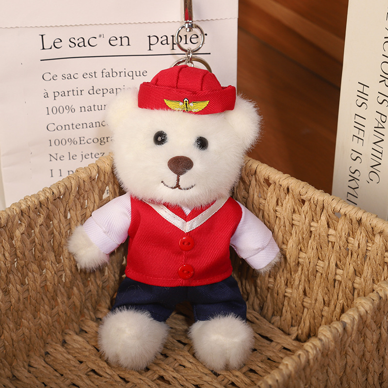 2025 nuevo uniforme de oso fuego cielo azul rescate colgante Teddy bear muñeca juguete de peluche publicidad llavero