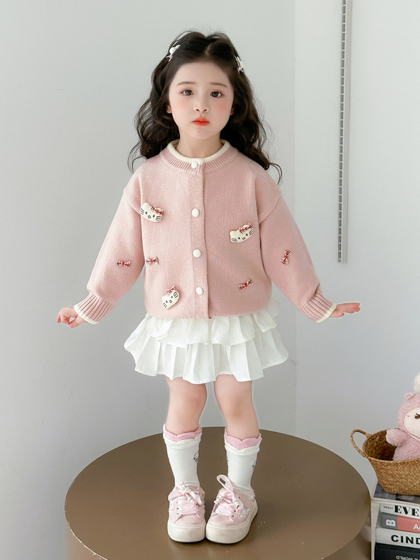 女童毛衣秋装针织衫2025新款韩版女宝宝毛线衣外套儿童春秋款上衣|undefined