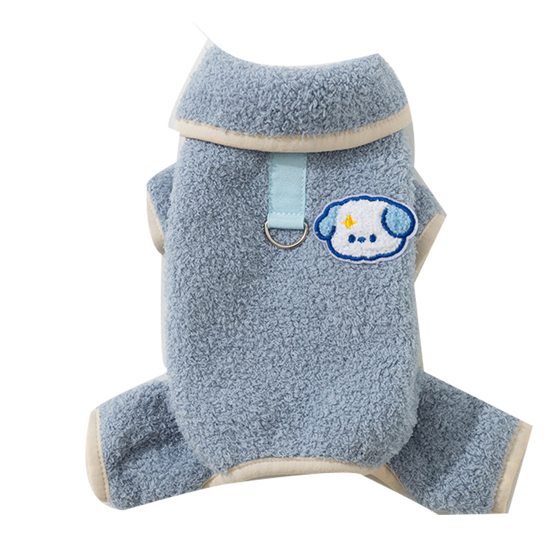 Otoño y invierno nueva ropa de perros de mascotas de dibujos animados perros de cuatro patas abrigo de terciopelo caliente perros pequeños y medianos que osos ropa para el hogar image 5