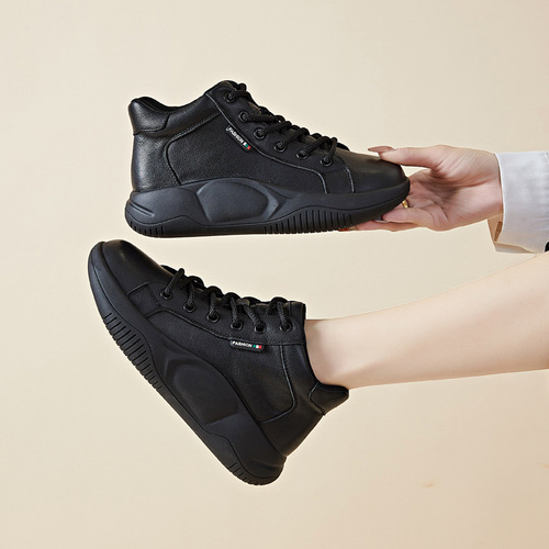 Autumn and winter non-slip maternity shoes, genuine leather shoes, women's soft-soled running travel shoes, comfortable middle-aged and elderly mother's sports shoes for women