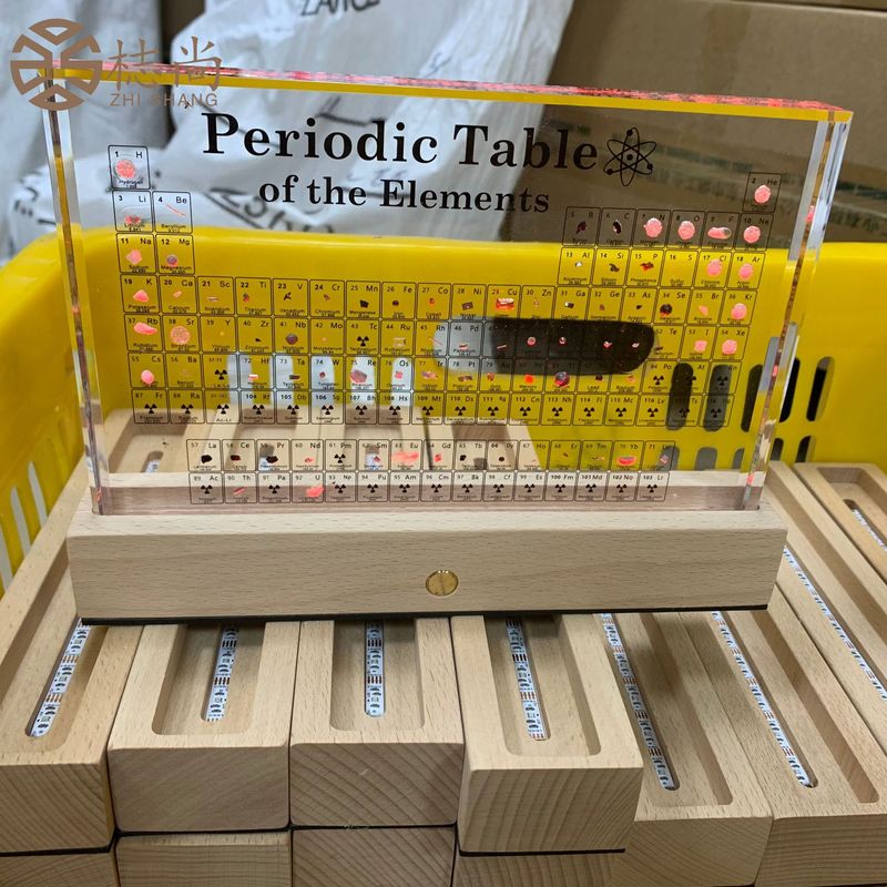 Solid Wood luminous base led night light wooden atmosphere light base 3d periodic table luminous base