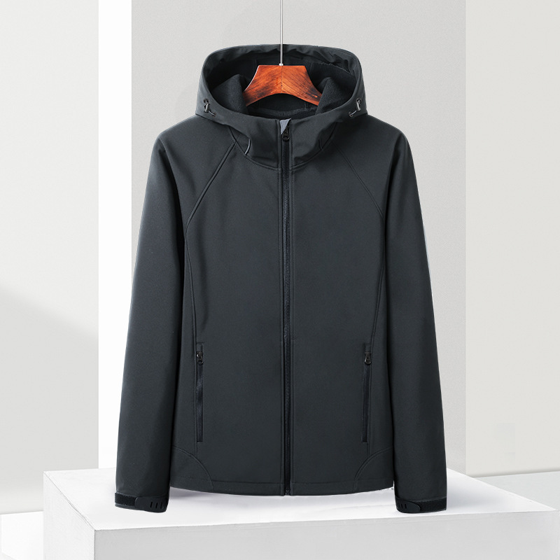 Chaqueta de cáscara suave para hombres y mujeres Otoño e Invierno chaqueta de una sola capa cálida pareja impermeable chaqueta deportiva casual al aire libre LOGO impreso