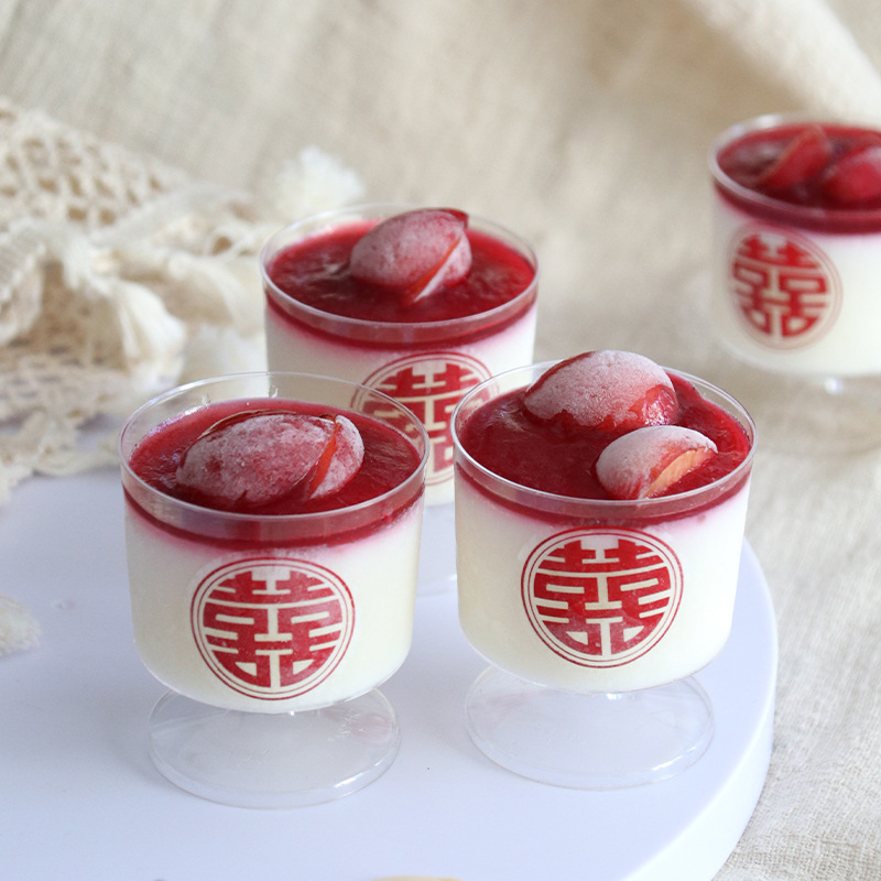 60ML迷你酒杯慕斯杯PS硬塑料一次性航空杯贴纸甜品杯子奶冻布丁杯