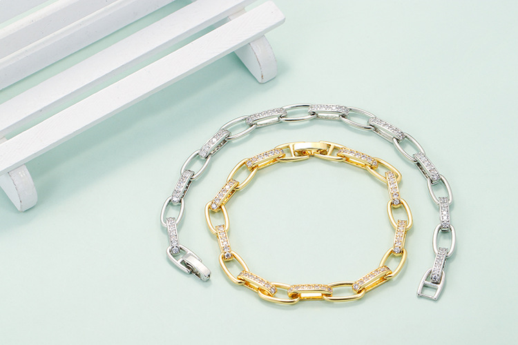 Anniversary, Business, Travel Occasion Simple Geometric Copper Inlaid Zircon New Cable Chain Bracelet