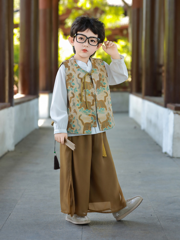周岁礼服男宝男童汉服套装唐装新中式儿童秋装小少爷抓周衣服古风|undefined