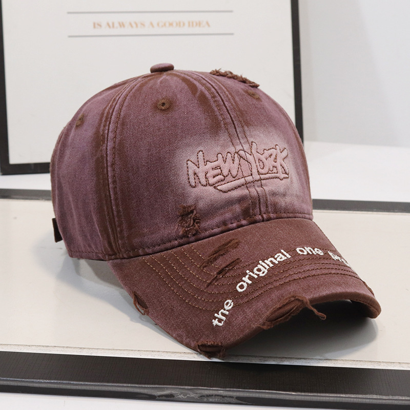 Nuevo agujero viejo bordado letras vaqueros sombrero de béisbol superior suave para hombres y mujeres primavera y verano casual gorra de la lengua sombrero