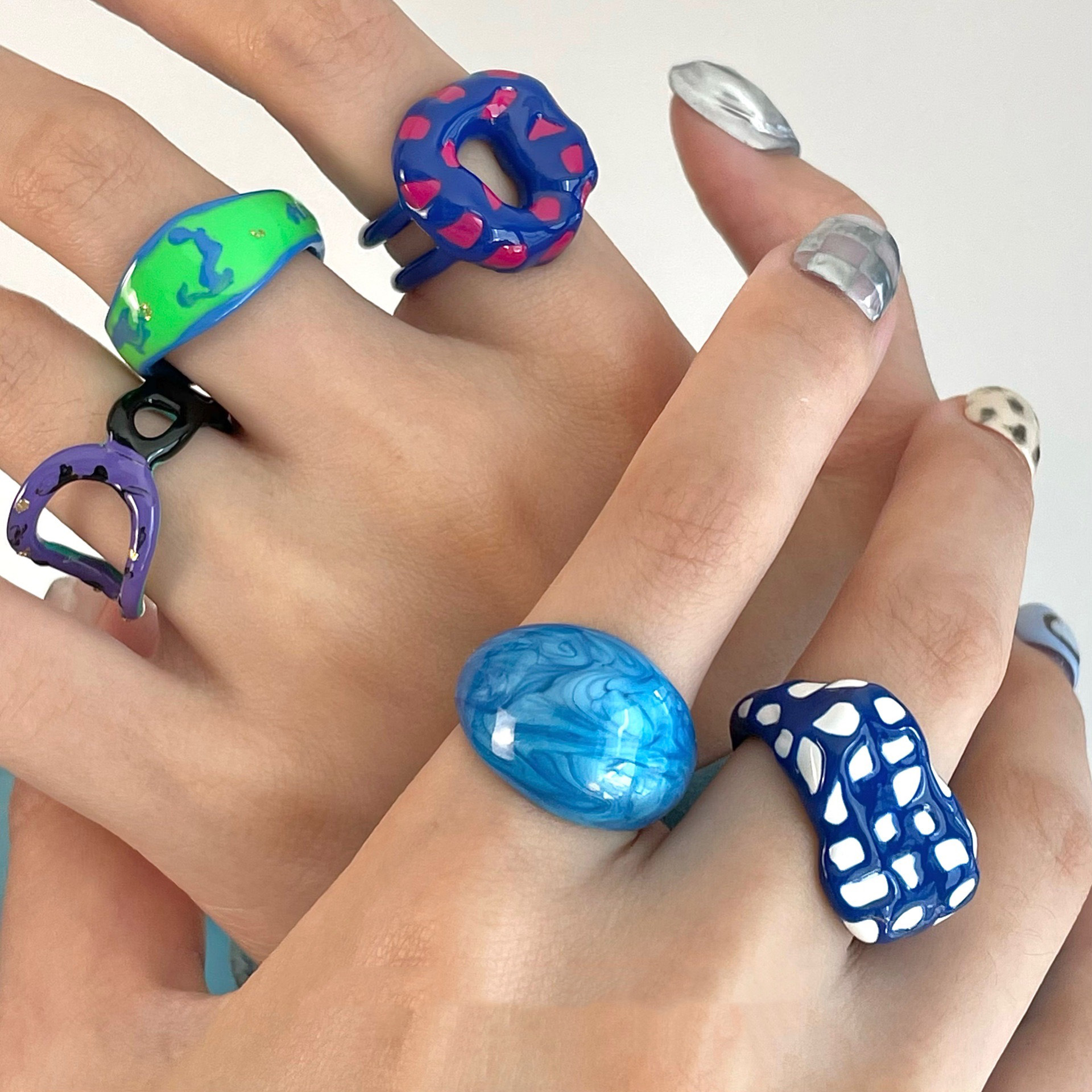 Fashion Devilu0027S Eye Polka Dots Copper Enamel Open Ring 1 Piece