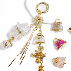 海蒂家6顆電鍍包包吊墜飾品配件雙吊手機鏈鑰匙扣串珠配飾小零件