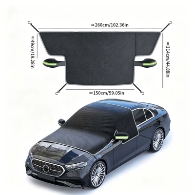 Cross-border car snow cover for winter, front windshield anti-freeze, anti-frost and snow shield, magnetic snow cover, half-cover car cover wholesale (Car snow shield) - 6-magnet-circular-reflective-edge-green-ears-260115cm