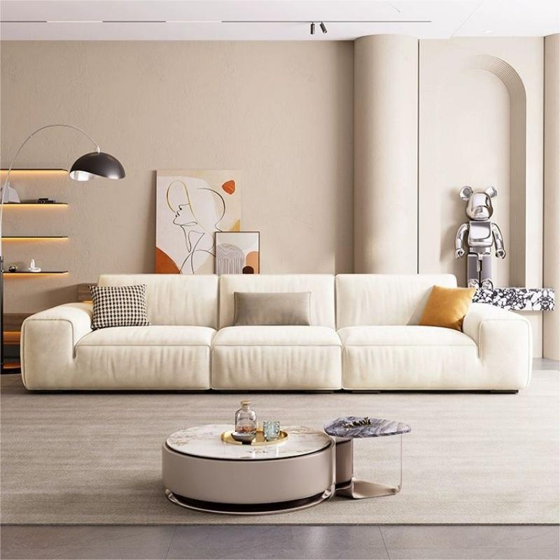 Italiano gran vaca negro crema estilo tela sofá minimalista verano imagen sala de estar apartamento pequeño tecnología paño Foshan sofá combinación