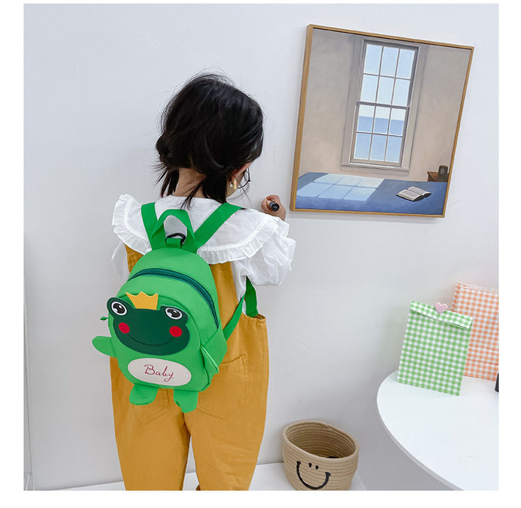 Kindergarten schoolbag for children, boys and girls, 1-3-5 years old, anti-wandering rope, cute frog, double-shoulder baby small backpack undefined