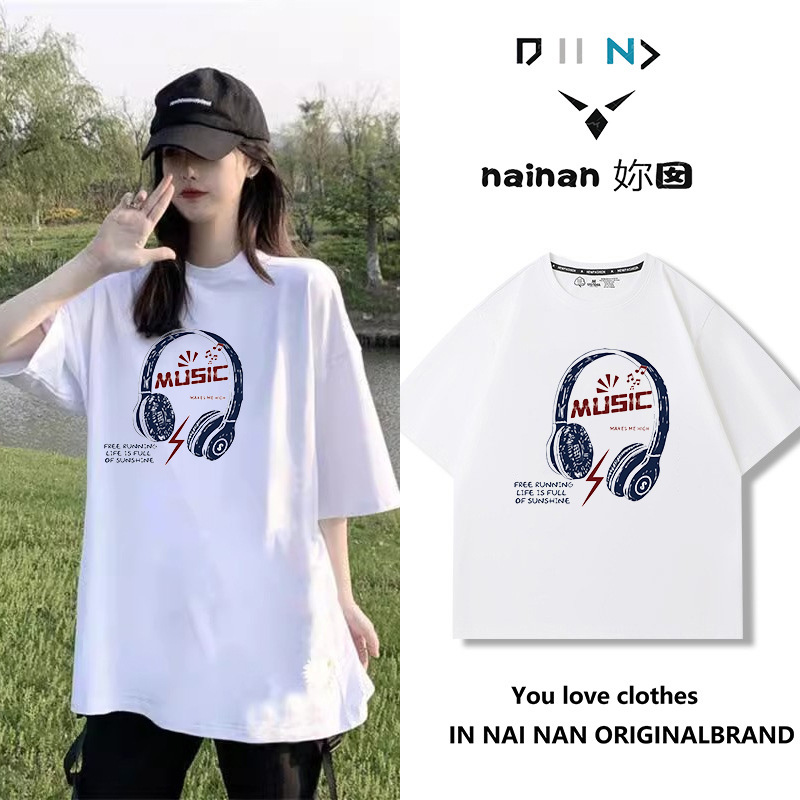 純綿半袖tシャツ女性夏韓国版新型ゆるい丸首小衆白色アニメプリント学生半袖tシャツ|undefined