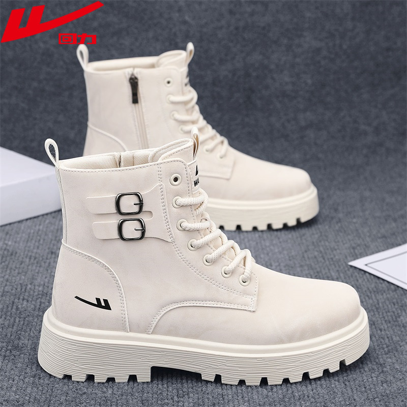 Pull-Back Boots Men's Shoes Autum 2025 New High-Bottom White Boots British Style High-Top Work Boots for Men