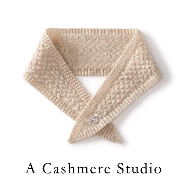 Cashmere Small Scarf Autumn and Winter Cute Warm Woolen Cashmere Neck Warmer Japanese and Korean Style Buttoned Knitted Neck Protector