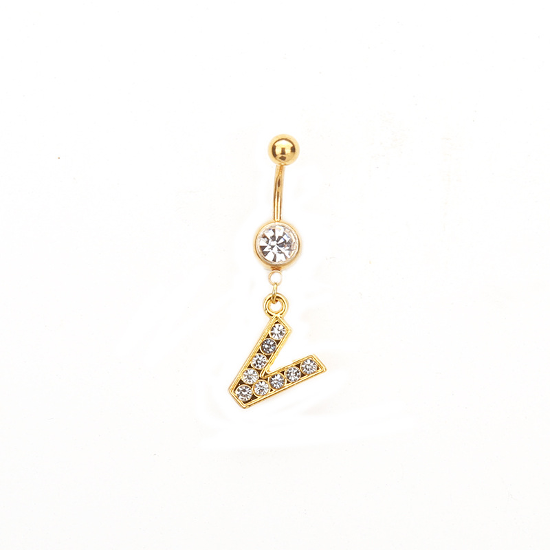 Oro letras inglesas A- Z anti-alergia cuerpo piercing joyería de las mujeres ombligo clavo ombligo anillo AliExpress deseo