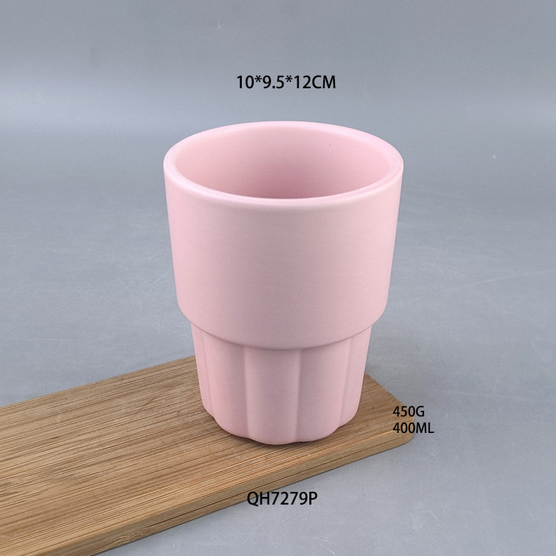 Vaso de macaron de cerámica de temperatura media transfronteriza simple para el hogar, taza de enjuague bucal, taza de picnic al aire libre, taza de cerámica de color sólido
