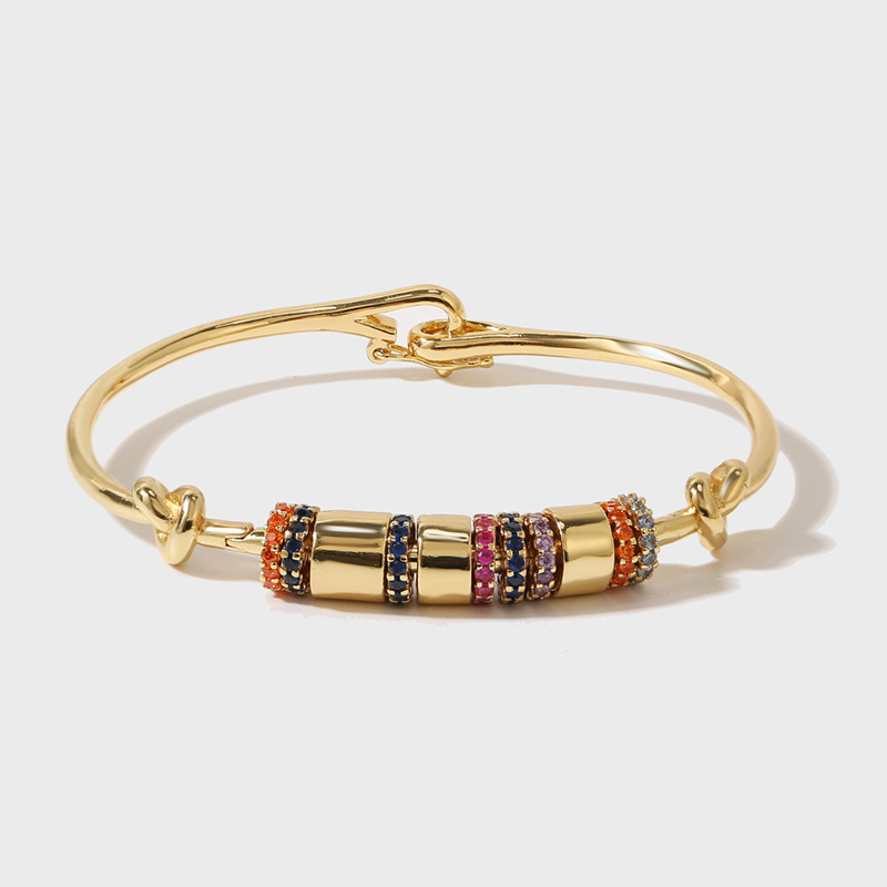 Korean copper inlaid zirconium open gold plating bracelet wholesale Nihaojewelry