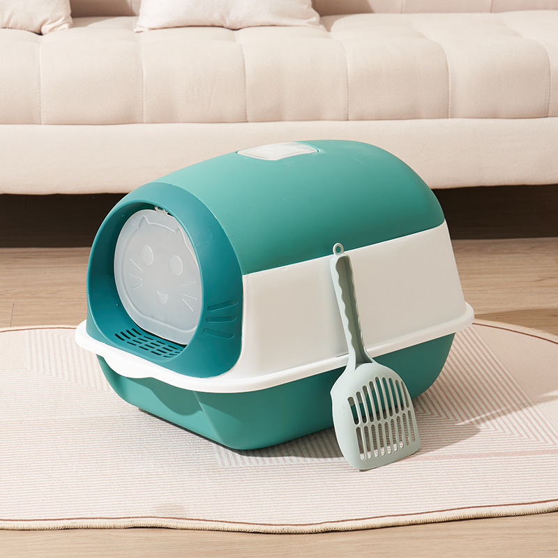 Lavabo para gatos Baño para gatos completamente cerrado Desodorante de gran tamaño y anti-salpicaduras