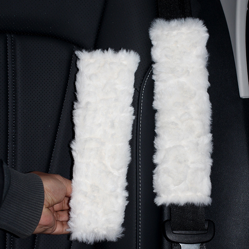 Imitation Rabbit Fur Seatbelt Shoulder Pads, Imitation Wool Car Accessories, Winter Plush Seatbelt Covers, Car Interior Accessories