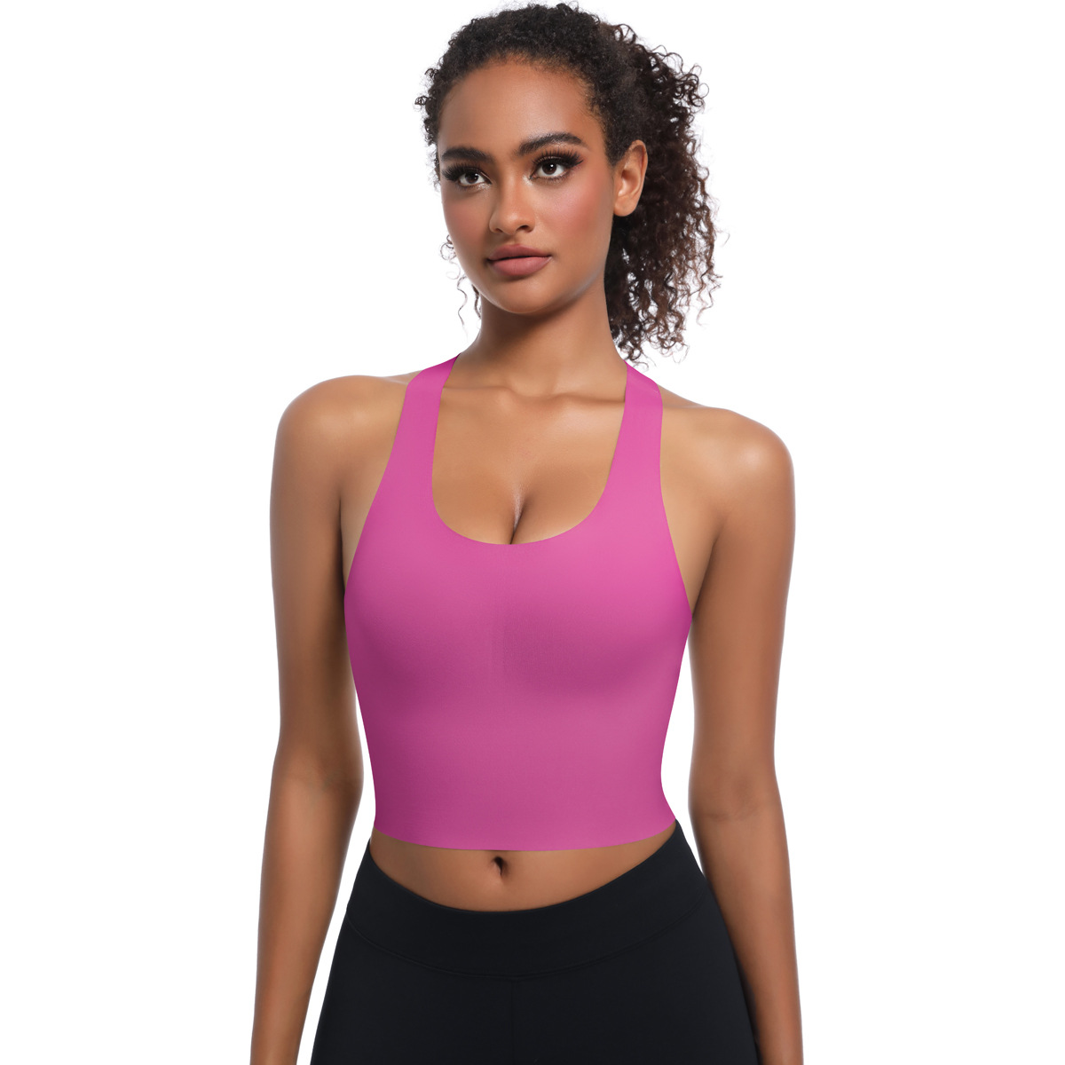 Limpieza sin marcas de color sólido ropa interior deportiva correr transpiración transpirable doble capa impermeable yoga belleza de espalda ropa de yoga mujer image 6