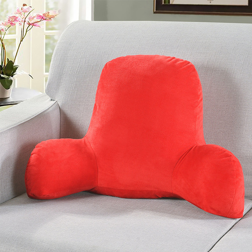 Manufacturer Direct Sale Solid Color Lap Support Cushion with Armrest Sofa Back Support Pillow Waist Pillow Crystal Fleece Hug Cushion Cross-border