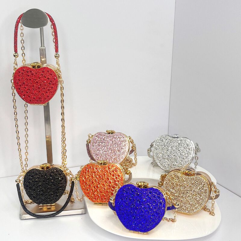 Cross-Border Rhinestone Dog-Tooth Style Evening Bag, New Fashion Small Square Bag, Hot-Studded Bag, Apple Bag, Mini Bag