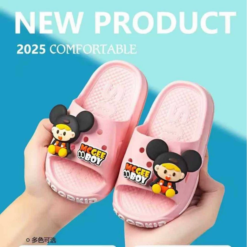 Детские тапочки топайте на фекалии Летняя сеть красный мультфильм милый толстый и нескользящий мягкий дно дома