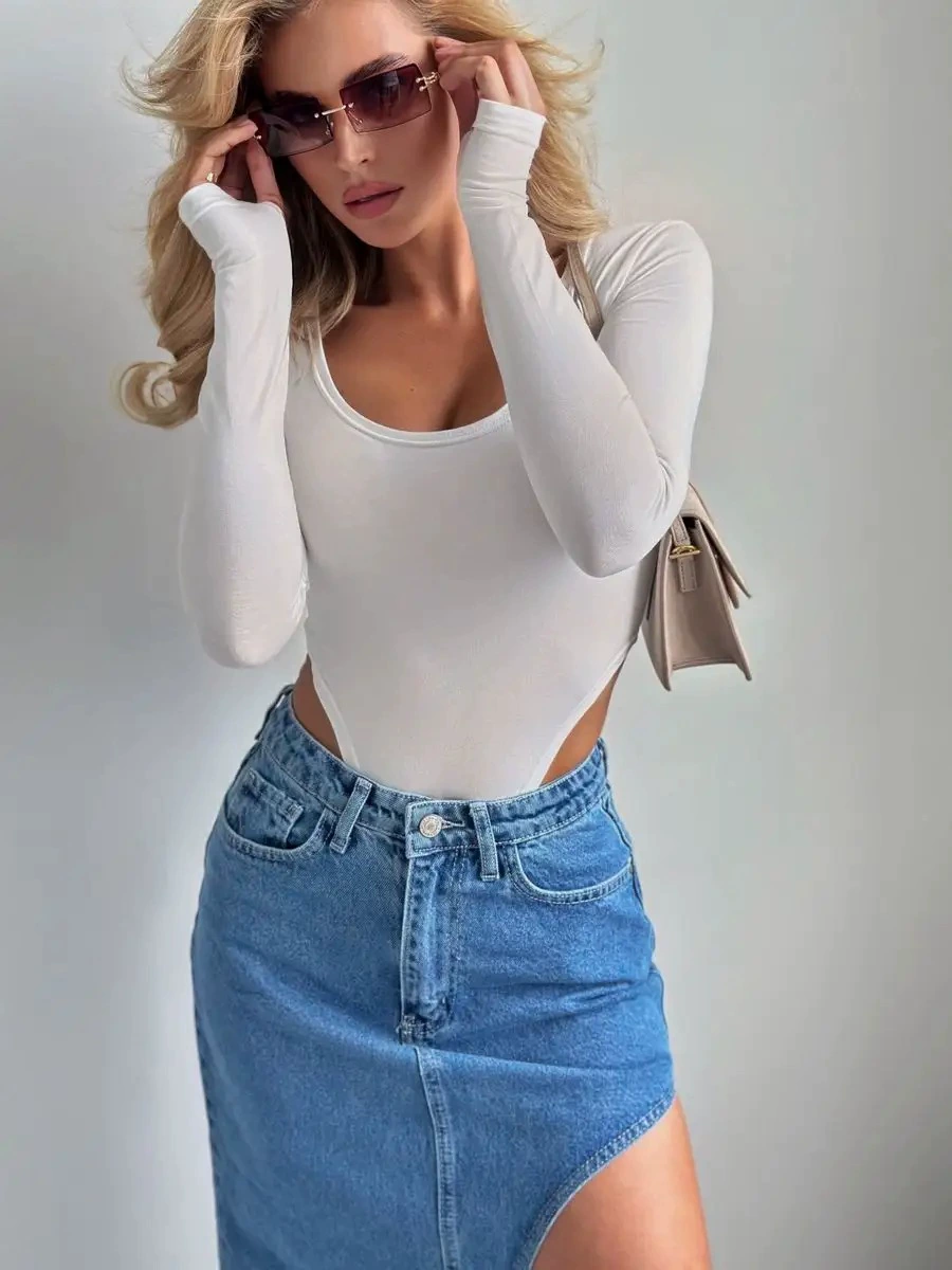 Рукавом рукавом длинным 低 低 боди боди low -cut long sleeve tights