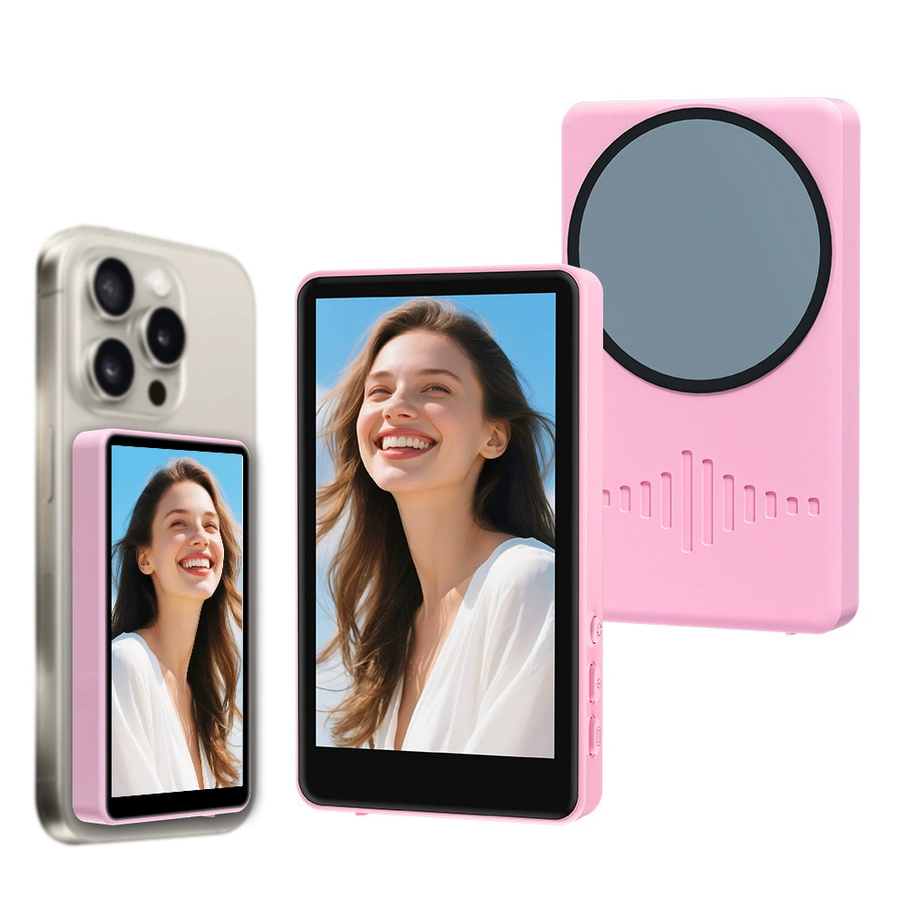 Magnetic Selfie Display with Fill Light, Mobile Vlog Mirror for Phone, Bluetooth Remote & Patterns