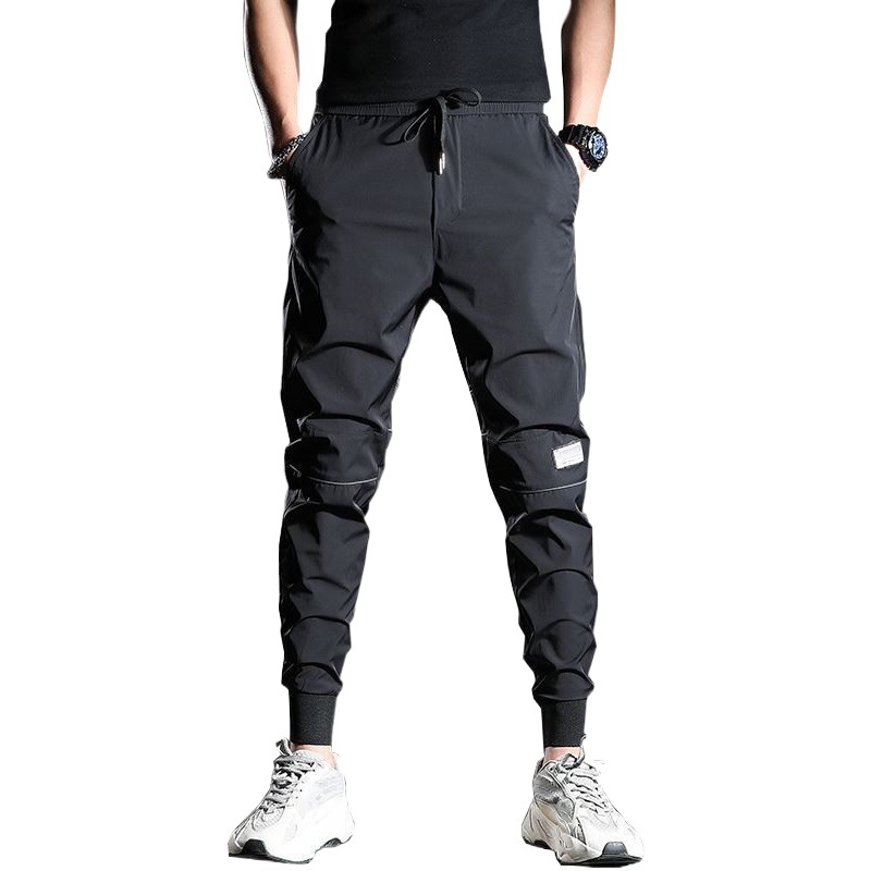Pantalones deportivos casuales pantalones de secado rápido de cintura elástica fresca de estilo fino de verano para hombres