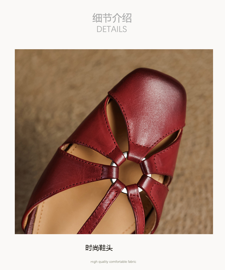 Sandal nữ quai ngang mũi nhọn phong cách vintage, gót thấp 3 cm — đen chi tiết 20