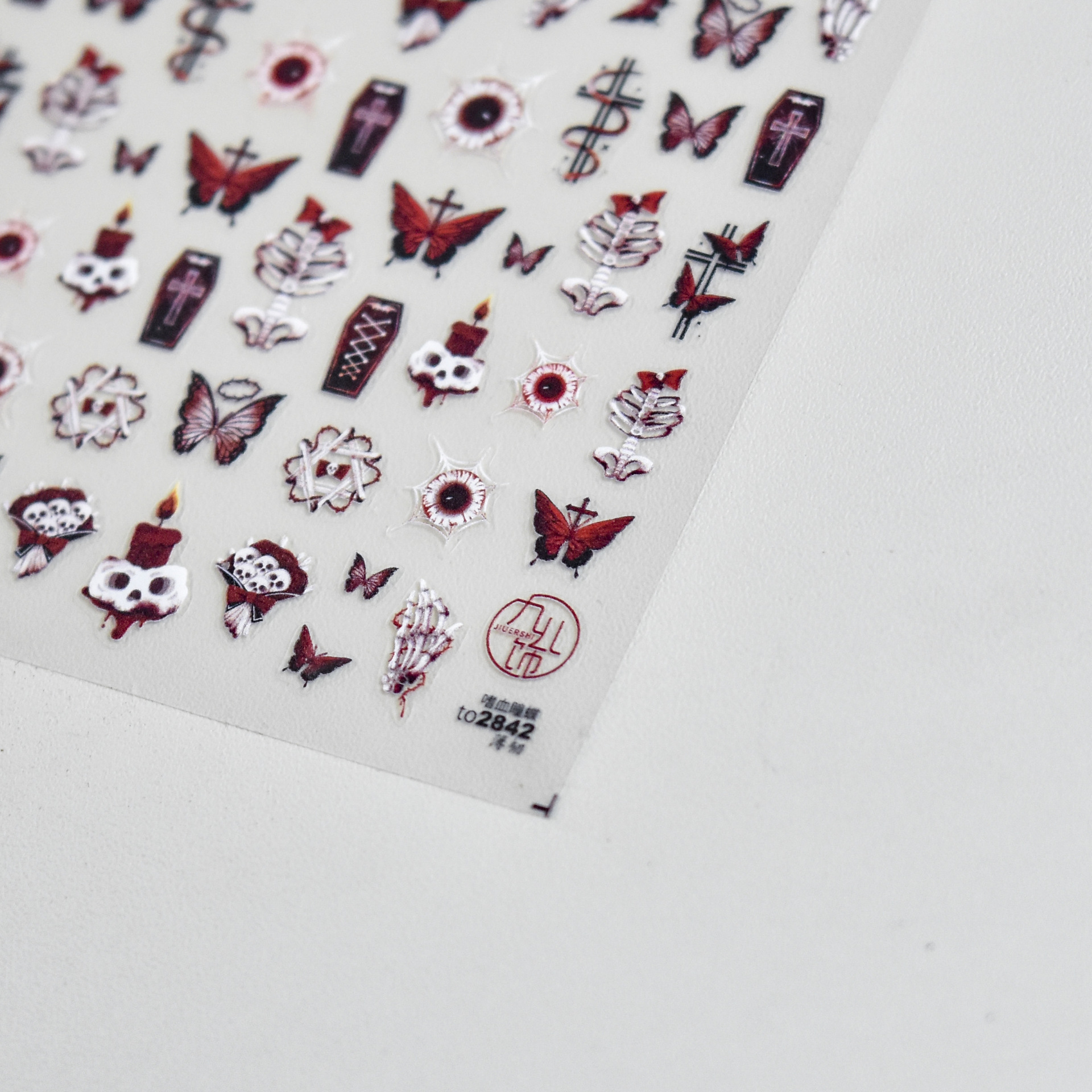Tomoni thin and tough nail sticker, Japanese dark nail sticker, bloodthirsty eye butterfly nail accessory wholesale