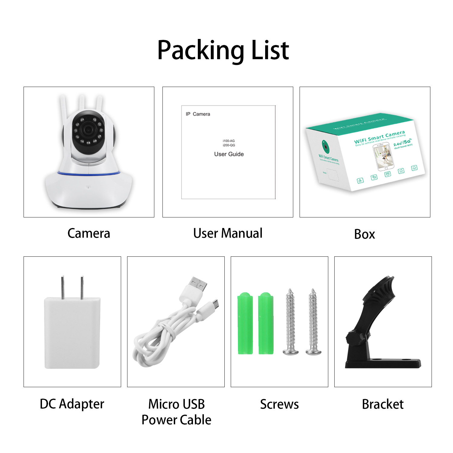 Cámara de red doméstica inalámbrica Bald Strong V380 con tres antenas, movimiento oscilante, monitoreo WiFi y control de alta definición.