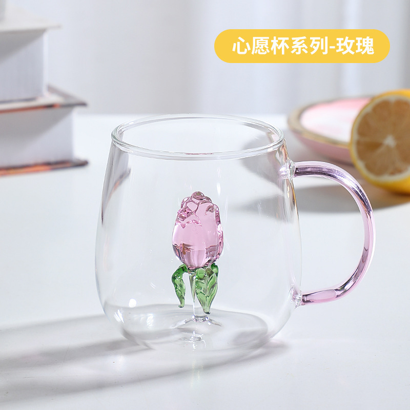 Vaso de vidrio para animales Taza de animales tridimensional de dibujos animados con borosilicato al por mayor nuevo vaso de alto valor con mango
