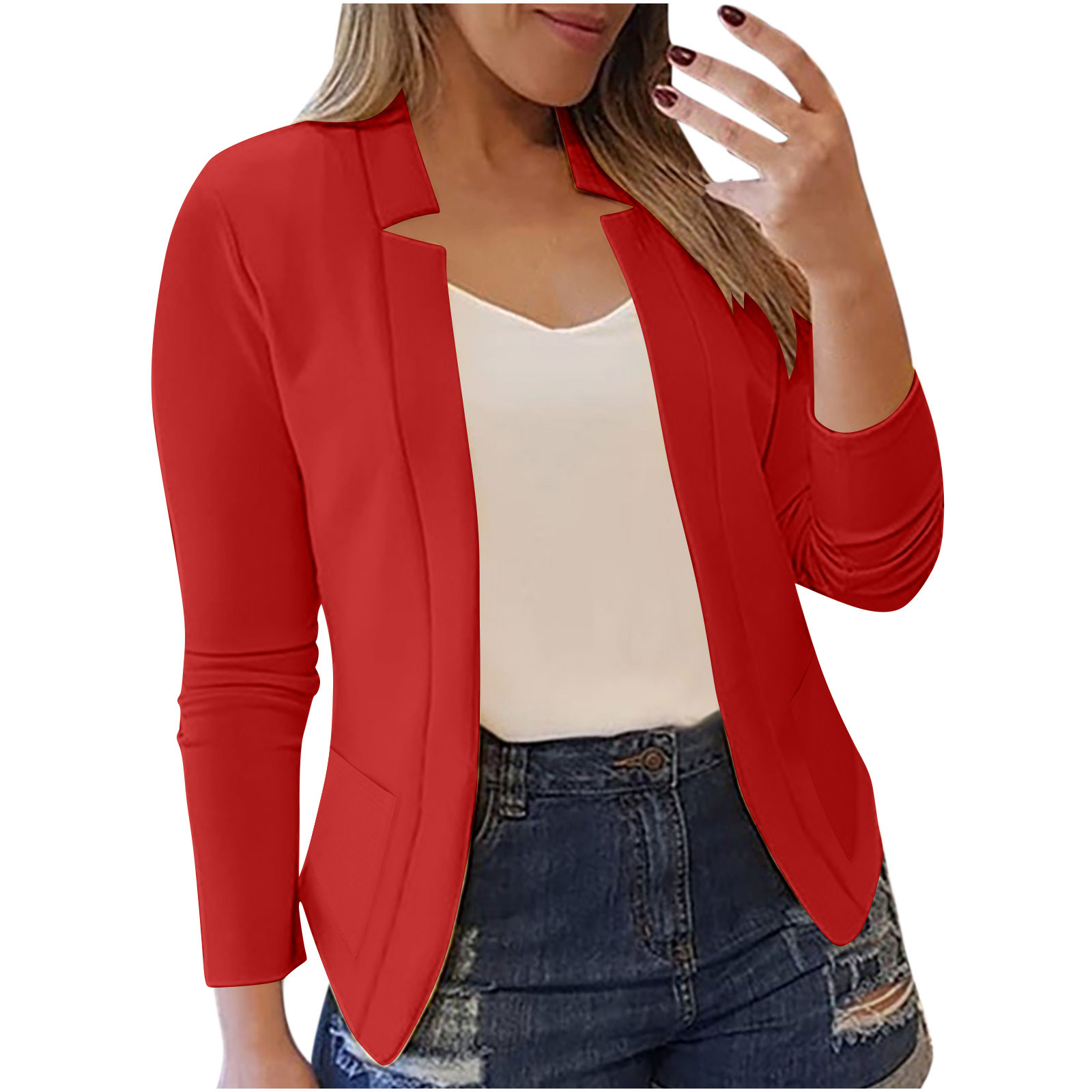 Casual Professional Blazer Jacket For Women In Solid Colour_voghion.com
