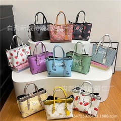 跨境百搭bags时尚简约欧美风手提托特包大容量樱桃单肩斜挎女包包