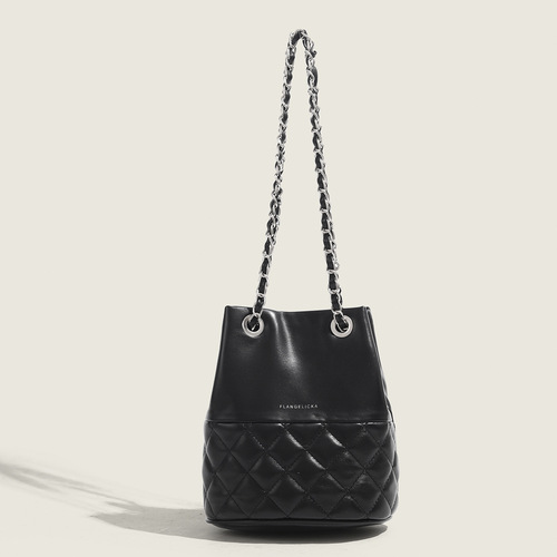 Xiaoxiangfeng bucket bag female Korean version ins popular rhombus chain commuter shoulder bag high-end texture crossbody bag