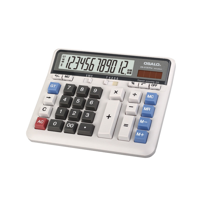 2135计算器档口银行财务使用太阳能双电源12位显示翻打传票计算器