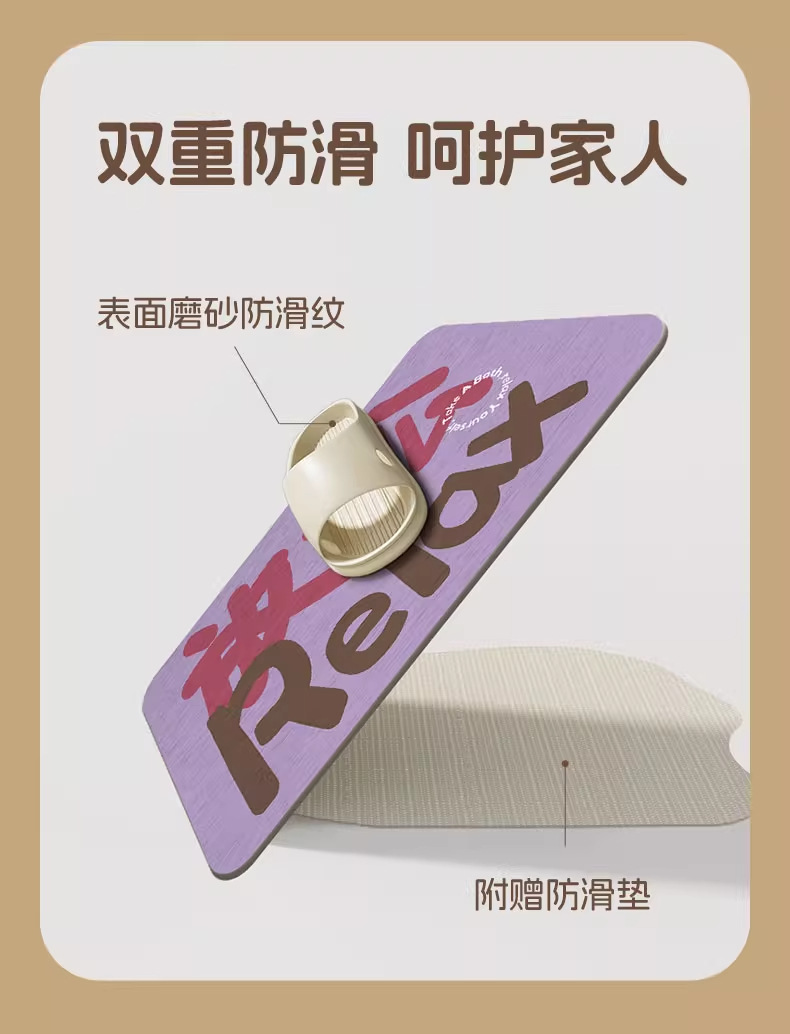 Bathroom Floor Mat, Bathroom Door Absorbent Mat, Toilet Door Non-Slip Mat, Bathroom Hard Diatom Mud Quick-Drying Foot Mat