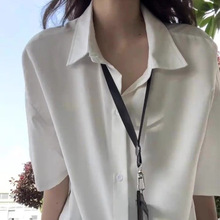 黑色冰丝衬衫短袖男夏季薄款凉感高级感休闲衬衣短袖衬纯色设计感