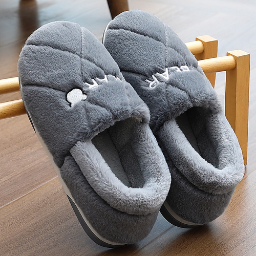 Package including women's winter plus-size pineapple plush slippers and men's home slippers with warm cotton soles for wholesale.