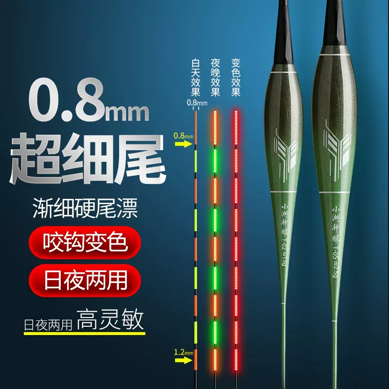 咬钩变色超细硬尾电子漂高灵敏日夜两用夜光漂超细夜钓临湘浮漂